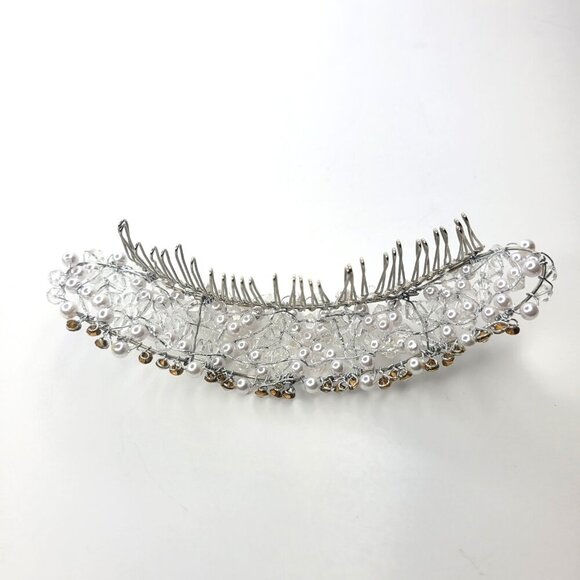 Pearl Tiara Haircomb Pearl and Crystal Hair Accessory - Picture 6 of 11